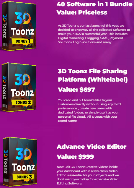 3D Toonz Review Bonuses