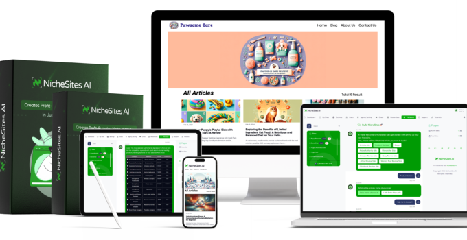 NicheSites AI Review – Best #1 AI App Creates Profit-Pumping Niche Websites! Instantly create Profit-Generating niche sites including… Review websites | Affiliate websites | Micro niche sites | Presell blog sites | Niche authority sites